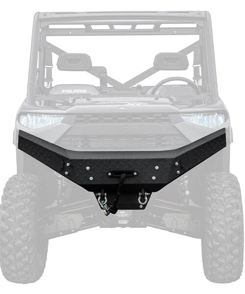Super ATV Winch Ready Bumper Front - Steel, Diamond texture - Fits Polaris