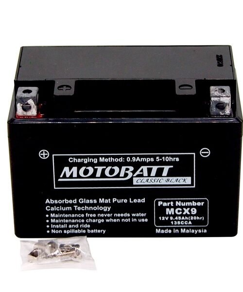 Motobatt Classic Black Battery MCX9