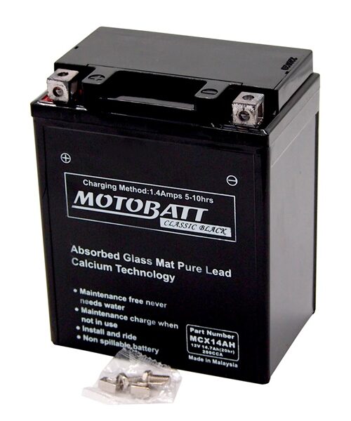 Motobatt Classic Black Battery MCX14AH